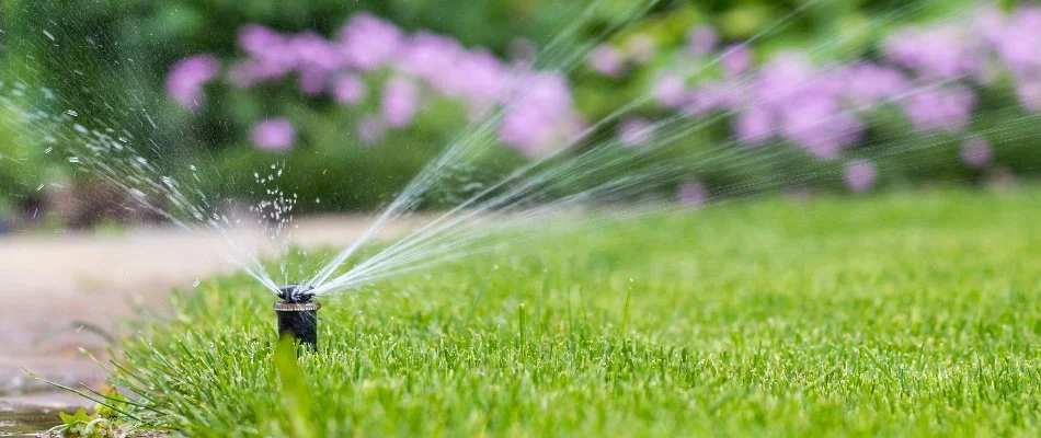 Grass and sprinkler head in Cambridge, MA.