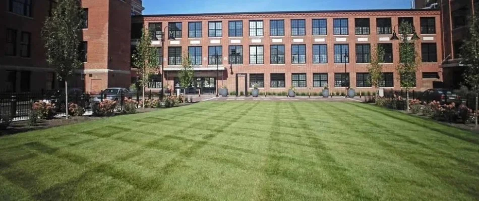 Commercial property with large lawn in Boston, MA.