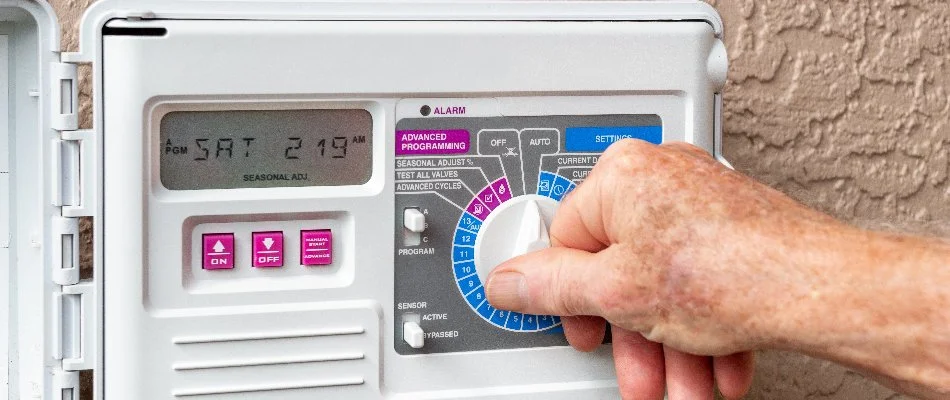 Irrigation controller being turned on in Boston, MA.