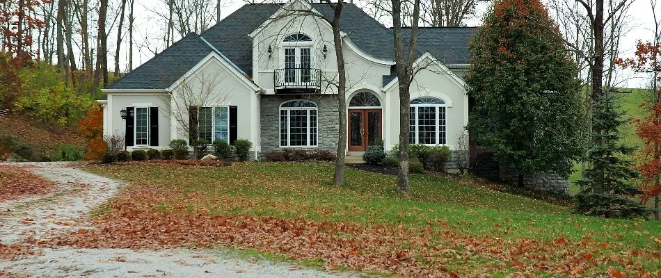 Property in Boston, MA, with leaves.