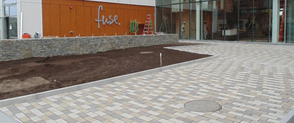 Paver entryway to a commercial building in Marlborough, MA.