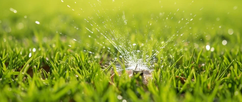 Sprinkler head on a lawn in Boston, MA, with low water pressure.